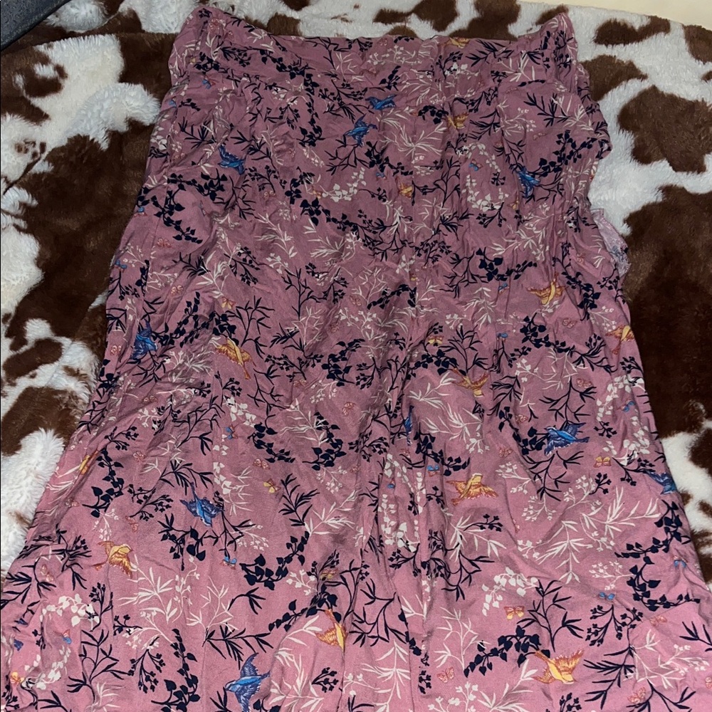 love, Fire Pink Floral Midi Skirt